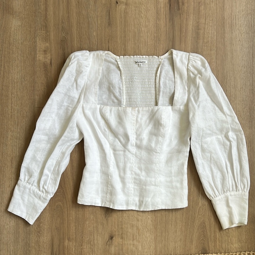 Reformation Linen Stilton Square Neck Top
